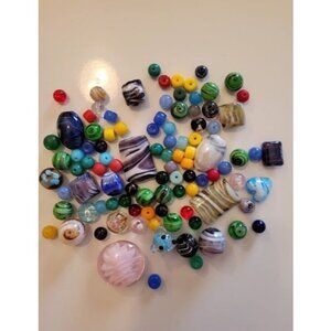 100 Pieces Assorted Glass Beads for Jewelry Making Adults, Large and Small